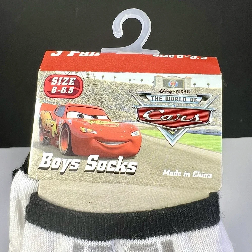 Disney‎ Pixar Cars Ankle Socks Lightning McQueen Boys Size 6-8.5 3 Pairs NWT
